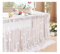 Runner da tavola con perline, velo da sposa, in tulle, tessuto a rete in organza colorato, tessuto al metro, per matrimoni, compleanni, feste, baby shower, colore bianco perla 160 x 300 cm