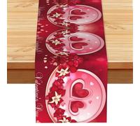 Runner da tavola con scritta "Happy Valentine's Day", resistente al calore, per feste, cucina, ufficio, casa, 33 x 183 cm