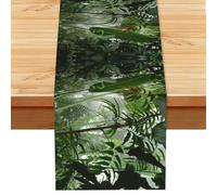 Runner da tavola con stampa di foresta pluviale tropicale e giungla, resistente al calore, per feste, cucina, ufficio, casa, 33 x 183 cm