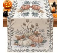 Runner da tavola con zucche rustiche e botaniche, 33 x 183 cm | Runner da tavolo con foglie di vite, piante rampicanti secche, stile rustico, stagione del raccolto, protezione da tavolo