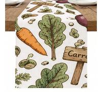 Runner da tavola da giardino, rustico, erbe fresche e ortaggi a radice, decorazione per casa, riunioni di famiglia, feste primaverili, 33 x 183 cm