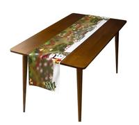 Runner da tavola decorativo per le vacanze, per l'inverno, in tessuto, motivo floreale con piante rosse con pupazzo di neve, rettangolare, per cucina, soggiorno, feste di nozze, casa vacanze (#8, 30 x
