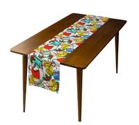 Runner da tavola decorativo per le vacanze, per l'inverno, in tessuto, motivo floreale con piante rosse con pupazzo di neve, rettangolare, per cucina, soggiorno, feste di nozze, casa vacanze (#5,30 x