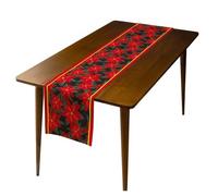 Runner da tavola decorativo per le vacanze, per l'inverno, in tessuto, motivo floreale con piante rosse con pupazzo di neve, rettangolare, per cucina, soggiorno, feste di nozze, casa vacanze (#10,30 x