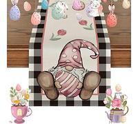 Runner da tavola decorazioni pasquale, runner da tavola di Pasqua - Coperta a forma di di coniglio da 72 pollici | Decorazione da tavolo da pranzo in fattoria in lino Lungo, forniture