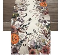 Runner da Tavola del Giorno dei Morti Runner da Tavola di Halloween 33 x 183 cm Tovaglia di Halloween Runner Halloween per Tavola Autunnale Halloween per la Cena del Partito Domestico (B)