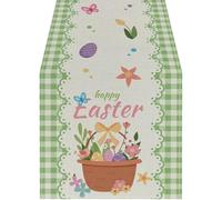 Runner da tavola di primavera - Runner Dee Table Dee Pasqua con motivo coniglio, lino di alta qualità, decorazioni stagionali, tavoli primaverile,cucine interne, decorazioni feste/vacanze