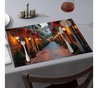 Runner da tavola estivo a forma di ciottoli con edifici storici, tovagliette decorative per cucina e sala da pranzo (1 pezzo)