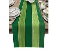 Runner da tavola extra lungo, 33 x 274 cm, verde lime, in cotone e lino, stile rustico, con struttura in legno, antiscivolo, per feste, cucina, casa, sala da pranzo, esterni,