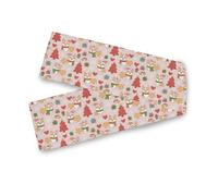 Runner da tavola extra lungo con albero di Natale rosa marrone corgis cuore, decorazione per la stanza, decorazione per feste in stile rustico, 33 x 228 cm