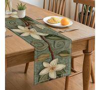 Runner da tavola floreale, elegante design vintage con fiori e foglie per la decorazione autunnale della casa, perfetto per riunioni di famiglia e celebrazioni per le vacanze, 33 x 183 cm