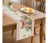 Runner da tavola floreale, vintage fiori primaverili con motivo a cuore, decorazione per la casa e la sala da pranzo, per riunioni di famiglia, eventi, 33 x 183 cm