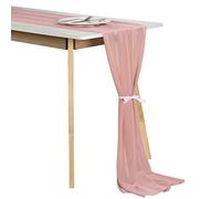 Runner da Tavola in Chiffon 300 x 70 cm Table Runner Lavabile Decorazione per Casa Cucina Matrimonio Feste Decorazioni Rosa