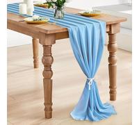 Runner da Tavola in Chiffon, 72x305cm Runner da Tavolo Moderno in Chiffon, Azzurro Runner da Matrimonio Romantico, Lavabile, per Casa, Battesimo Bimba, Matrimonio, Comunione, Compleanno, Festa