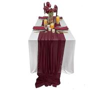 Runner da Tavola in Chiffon Claret, Runner da Matrimonio Romantico, 70 * 300cm Runner Tavola Moderno Trasparente, Decorazione toeletta Table Runner per Banchetti Feste Cene Baby Shower (C)