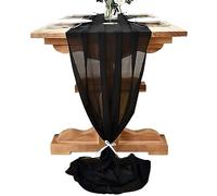 Runner da Tavola in Chiffon Nero, Runner da Matrimonio Romantico, 70 * 300cm Runner Tavola Moderno Trasparente, Decorazione toeletta Table Runner per Banchetti Feste Cene Baby Shower (A)