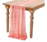 Runner da Tavola in Chiffon Rosso Corallo, Runner da Matrimonio Romantico, 70 * 300cm Runner Tavola Moderno Trasparente, Decorazione toeletta Table Runner per Banchetti Feste Cene Baby Shower (G)