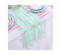 Runner da tavola in garza glitterata, Runner da tavola con paillettes, confezione 2, multicolore, 30 x 183 cm, decorazione for feste e matrimoni(Green)