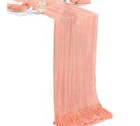 Runner da tavola in garza Pleated Transparent Tablecloth Cheese Table Runner Light Blue Coral Peach Wedding Thanksgiving Christmas(Peach90 180,Grass green90 400)