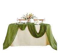 Runner da tavola in garza Pleated Transparent Tablecloth Cheese Table Runner Light Blue Coral Peach Wedding Thanksgiving Christmas(Green,Grass green90 400)