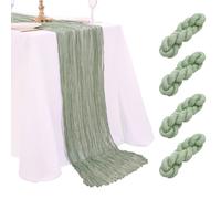 Runner da tavola in garza verde salvia, 4 confezioni da 3 m di lunghezza, runner rustico velato per baby shower, decorazioni per torte e tavoli