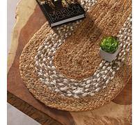 Runner da tavola in iuta naturale, decorazione in stile rustico, per tavolo da pranzo, tappeto intrecciato a mano, runner ovale di lunga durata, realizzato in iuta per interni e ingressi coperti
