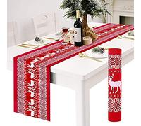 Runner da tavola in lino rosso con motivo renna bianca, antiscivolo, lunga tovaglia natalizia per Natale, decorazione per tavoli da pranzo, 28 x 270 cm