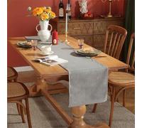 Runner da tavola in velluto in tinta unita, reversibile, moderno, rettangolare, decorazione per tavolo per festival/feste/cene, centrotavola di Natale (grigio chiaro, 33 x 120 cm)