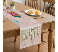 Runner da tavola invernale con fiocco di neve, motivo vintage castello delle principesse per decorazioni natalizie, perfetto per riunioni di famiglia e feste stagionali, 33 x 183 cm