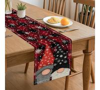 Runner da tavola invernale con gnomo, motivo scozzese rustico con fiocchi di neve, decorazione per le vacanze, per la casa, cene in famiglia, forniture per feste, 33 x 183