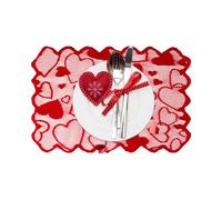 Runner da tavola Love Heart Red Lace Valentine Dinner Decoration - Runner romantico per feste, matrimoni, banchetti a casa