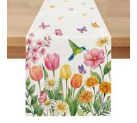 Runner da Tavola Moderno Floreale Primavera 40 x 100 cm Rustico Runner da Tavolo Lino Lavabile Estivo Centro Tavola Letto Decorazioni Elegante Tovaglia per Soggiorno Sala da Pranzo Cucina
