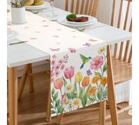 Runner da Tavola Moderno Floreale Primavera 40 x 140 cm Rustico Runner da Tavolo Lino Lavabile Estivo Centro Tavola Letto Decorazioni Elegante Tovaglia per Soggiorno Sala da Pranzo Cucina