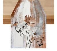Runner da Tavola Moderno Marrone e Grigio Primavera Floreale 40 x 140 Runner Tavola Estate Lavabile Tavoli Centro Tovaglia Decorazioni per Matrimonio Caffè Armadietto Mobili Soggiorno