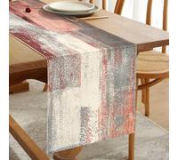 Runner da Tavola Moderno Rosa in Cotone e Lino con Accenti Doppio Strato Addensato Panno Decorativo per Cene di Feste Vacanze Cucina Banchetti Ristorante All'aperto 33 cm x 183 cm