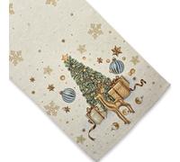 Runner da Tavola Natalizia in tessuto Gobelin Piazzato, Runner con motivo natale, Centrotavola Natalizio, Decorazioni Natalizie per Tavola, 100% Made in Italy (Albero, Runner 43 x 135 cm)