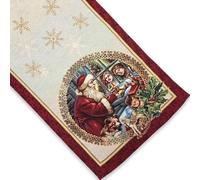 Runner da Tavola Natalizia in tessuto Gobelin Piazzato, Runner con motivo natale, Centrotavola Natalizio, Decorazioni Natalizie per Tavola, 100% Made in Italy (Santa, Runner 43 x 135 cm)
