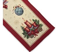 Runner da Tavola Natalizia in tessuto Gobelin Piazzato, Runner con motivo natale, Centrotavola Natalizio, Decorazioni Natalizie per Tavola, 100% Made in Italy (Candela, Runner 35 x 95 cm)