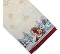 Runner da Tavola Natalizia in tessuto Gobelin Piazzato, Runner con motivo natale, Centrotavola Natalizio, Decorazioni Natalizie per Tavola, 100% Made in Italy (Santa, Runner 35 x 95 cm)