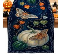 Runner da tavola per Halloween, motivo botanico, falena e zucche, 33 x 274 | Zucche bianche, runner da comò, viti da raccolto, arte botanica fantasiosa, decorazione da tavola autunnale