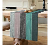 Runner da tavola per primavera, moderno, per soggiorno, verde, moderno, tovagliette, colore blu, verde, grigio, per tavolo da pranzo, feste, matrimoni, lino, 40 x 140 cm, blu, runner da tavolo, verde,