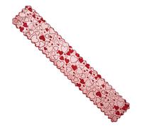 Runner da tavola per San , runner da tavola a forma di cuore, con lettere d'amore, decorazioni per interni, in pizzo rosso, decorazione per sala da pranzo per San , romantici tavoli