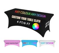 Runner da tavola personalizzato con logo aziendale, tovaglia personalizzata con logo slogan testo personalizzato elasticizzato spandex tovaglia banner personalizzato copertura per eventi promozionali