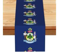 Runner da tavola resistente al calore con stampa bandiera del Maine State Flag per feste, cucina, ufficio, casa, 33 x 183 cm