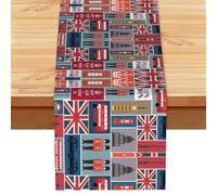 Runner da tavola resistente al calore con stampa di simboli dell'Inghilterra, per feste, cucina, ufficio, casa, 33 x 183 cm