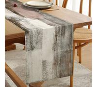 Runner da Tavola Retrò Stile Rustico Runner da Tavola Grigio Addensato in Lino a Doppio Strato per Tavolino da Caffè, Feste, Matrimoni, Cene di Eventi, Decorazioni per la Casa 33 cm x 183 cm
