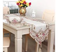 Runner da tavola ricamato in pizzo floreale per eventi e esigenze di decorazione della casa (40 x 196 cm 4#)