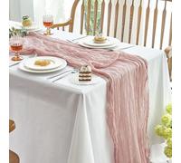 Runner da Tavola Rosa Polveroso - Runner Boho in Garza da Formaggio in Poliestere, Tulle Rustico Chic per Decorazioni di Matrimonio, Baby Shower, Feste di Compleanno e Tavola Elegante, 90 x 300 cm
