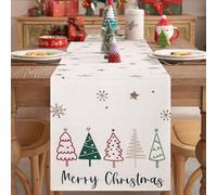 Runner da Tavola Rosso/Verde/Oro Natalizio Natale Decorazioni Casa da Parati con Fiocchi di Neve Dell'albero di Natale Tovaglia Natalizia Moderno per Sala da Pranzo Runner Tavolo da Cucina 33 x 183 cm