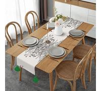 Runner da tavola verde per Natale, erbe floreali con incisione botanica, decorazione da cucina e sala da pranzo, perfetto per casa, sala da pranzo, tavolino da caffè e hotel